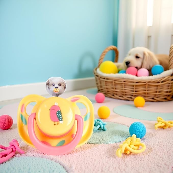 Pet Silicone Calming Pacifier, Dog Pacifiers for Small Dogs, Kitten Pacifiers, Puppy Teething Toys and Cat Chew Toys, Essential Pet Supplies, Puppy Essentials and Kitten Supplies (Chicks)