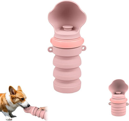 Collapsible Dog Water Bottles, Portable Dog Water Bowl Dispenser & Travel Water Bottle for Dogs - Perfect for Walking, Hiking & Outdoor Activities, Essential Item for Dogs, Food-Grade Silicone (Pink)