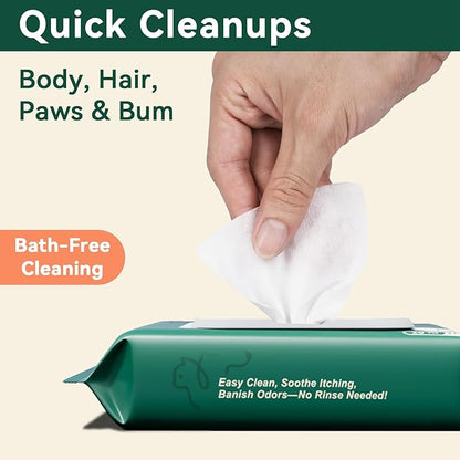 ECO PET Glove Wipes for Dogs & Cats, Hypoallergenic Unscented Cleaning & Deodorizing Bath Wipes, Coconut Oil Nourishing Fur Pet Grooming Gloves, 20pcs