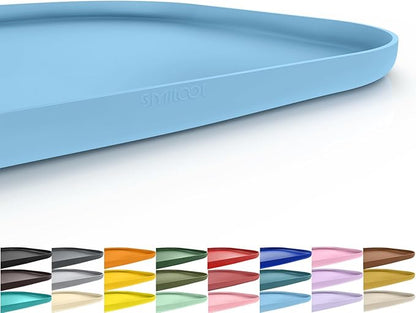 Silicone Pet Food Mat with Raised Edge for Food and Water Bowl, Dog Feeding Mats, Cat Food Trays for Floor Waterproof, Rubber Tray for Dogs and Cats, 22 x 14 x 0.8 Light Blue