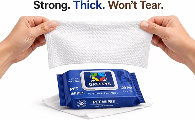 Dog Wipes for Paws, Butt & Body – Thick Plant Based Pet Wipes, Unscented, Gentle for Sensitive Skin (100 Count)