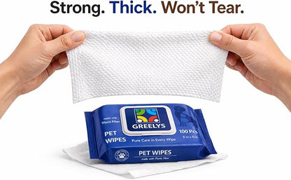 Dog Wipes for Paws, Butt & Body – Thick Plant Based Pet Wipes, Unscented, Gentle for Sensitive Skin (100 Count)