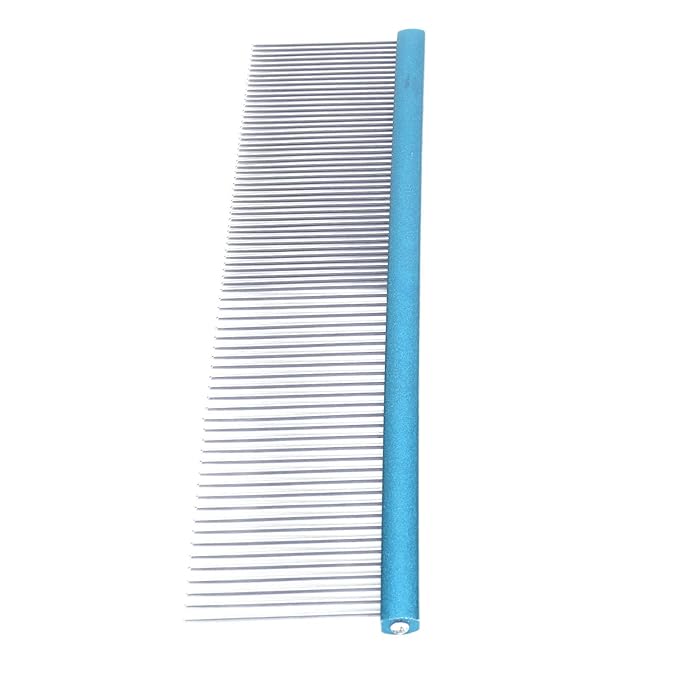 Greyhound Comb For Dogs, Metal Comb For Dogs Metal Dog Comb Cat Comb For Removing and Knots Dog Combs with Rounded Ends Grooming Tool For Long Short Haired Dog (Blue