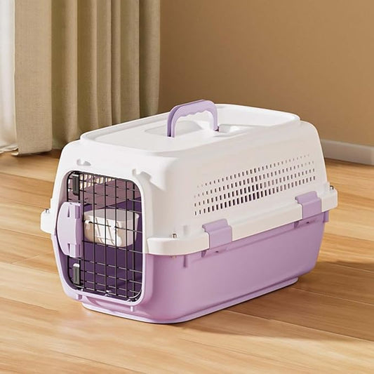 Cat Travel Carrier, Airline Pet Carrier, Portable Dog Crate, Hard Shell Kennel for Cats & Small Dogs, 360° Ventilation, Car Travel, Outdoor Hiking & Air Cargo Approved (Purple)