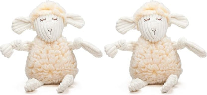 HuggleHounds Plush Dog Toy - Fuzzy Dog Toy, Soft Fleece, Interactive Durable Stuffed for Small and Large Breeds with Squeaker - Louise Lamb, Large (Pack of 2)