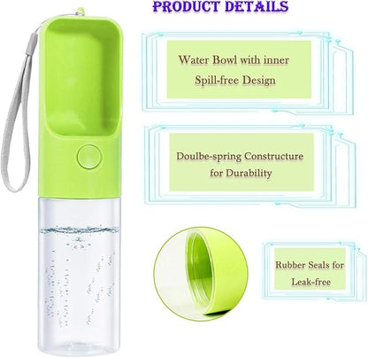 Sofunii Dog Water Bottle for Walking, Portable Pet Travel Water Drink Cup Mug Dish Bowl Dispenser, Made of Food-Grade Material Leak Proof & BPA-Free - 15oz Capacity (Green) …