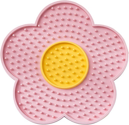 Cats Lick Pad with Suctions Cup Slow Feeders Licking Mat Flower Shape Silicone with Suctions Cup Dog Mat Silicone Dog Treat