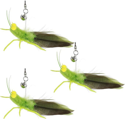 Cat Feather Toys Refills 3 Pack Insects Grasshopper Cat Toy Wand Fun Replacement Feathers Small Cats Interactive Toys Hanging Toy Attachments for Indoor Kittens Cats Teaser Wand Accessory