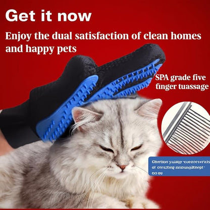 Pet Hair Remover Gloves – Gentle Grooming & Shedding Brush for Dogs, Cats & Horses – Suitable for Long & Short Hair Removal Mitt with Adjustable Wrist Strap Pack of 1