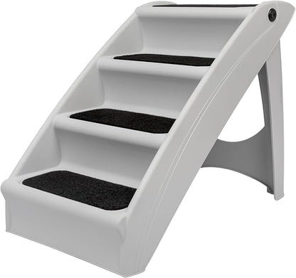 PetSafe CozyUp Folding Dog Stairs, Portable Indoor/Outdoor Pet Steps for Bed & Couch, Grey, 25 Inch