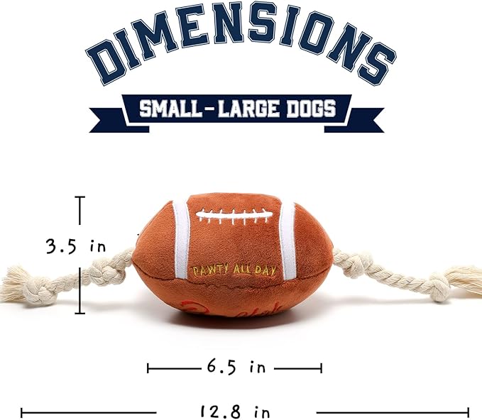 CHEWFFON Durable Dog Football Toy with Rope - Interactive Tug Toy for Small, Medium & Large Dogs - Outdoor Fetch Ball & Teething Puppy Toy