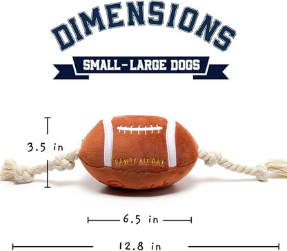 CHEWFFON Durable Dog Football Toy with Rope - Interactive Tug Toy for Small, Medium & Large Dogs - Outdoor Fetch Ball & Teething Puppy Toy