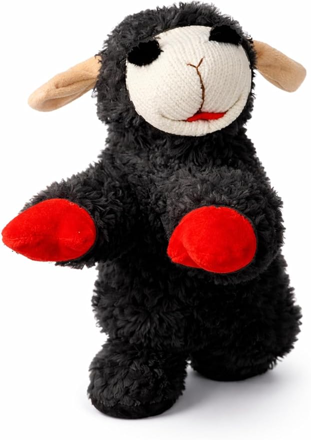 Multipet Lamb Chop | Lamb Chop Dog Toy | Small Dog Toy Lamb Chop Squeaker Toy | Officially Licensed (Black, 10")