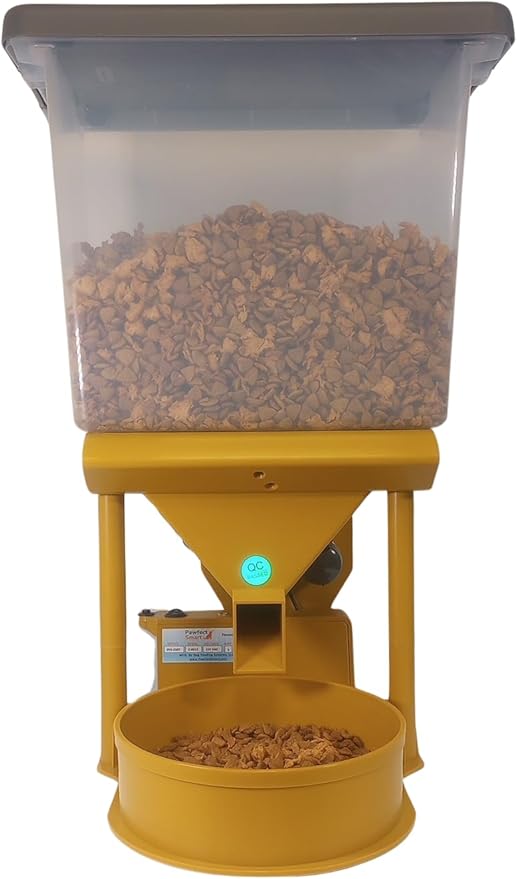 Precision XL Automatic Large Dog Feeder, 30 lb Storage Capacity, Program up to 4 Meals/Day with Smartphone, JAM-Free (Pure Gold)