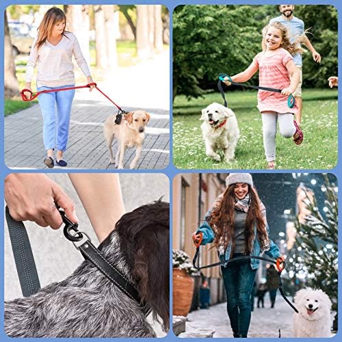 Dog Leash for Large Medium Dogs - 6 ft Reflective Stitching Pet Leash with 2 Traffic Padded Handles - Black 1 Pack - Image 5