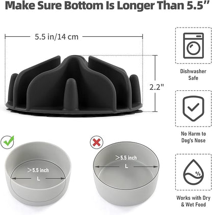 Jaoul Slow Feeder Dog Bowls Insert, Puzzle Slow Feeder Insert with 51 Octopus Suction Cups for Medium Large Size Dog Food Bowl Over 6.5" Wide (Black)