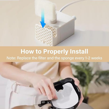 16 Pack Replacement Filters for FEELNEEDY 3Gal/12L Dog Water Dispenser (FN-W13), 8 Month Set for Large Dogs Water Bowl Dispenser, Includes 16 Filters & 16 Sponges