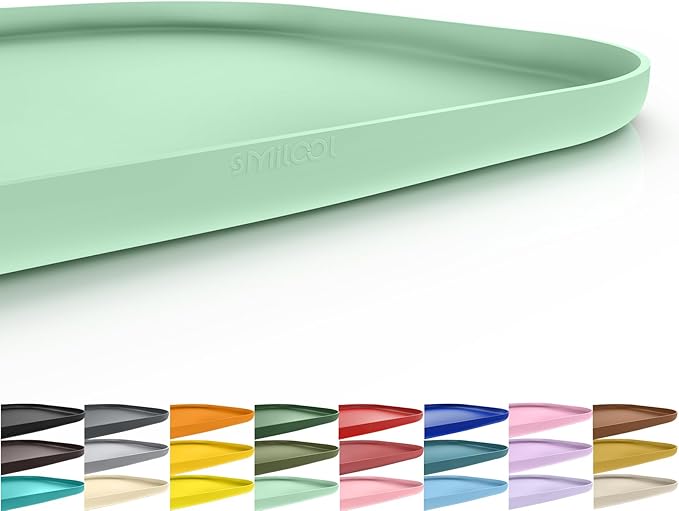 Silicone Pet Food Mat with Raised Edge for Food and Water Bowl, Dog Feeding Mats, Cat Food Trays for Floor Waterproof, Rubber Tray for Dogs and Cats, 24 x 16 x 0.8 Mint Green