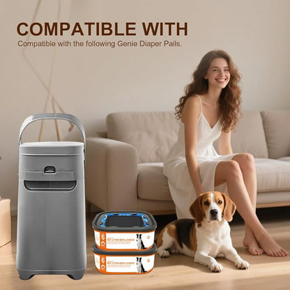 42 FT Jumbo Refill Pet Waste Bags Compatible with Pet Dogs Genie Dog Waste Disposal System Pails, Up to 6 months of Supply,EVOH Ultimate Odor Control Dog Poop Bags,2 Pack