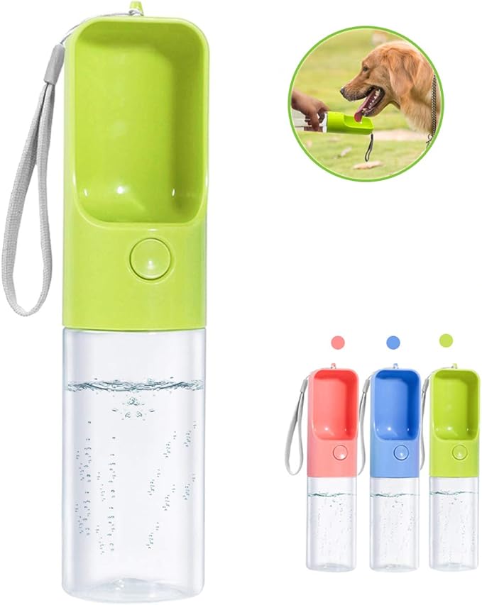 Sofunii Dog Water Bottle for Walking, Portable Pet Travel Water Drink Cup Mug Dish Bowl Dispenser, Made of Food-Grade Material Leak Proof & BPA-Free - 15oz Capacity (Green) …