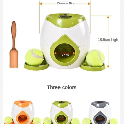 Feedless Training Device with 2 Tennis Balls, Automatic Pitching Snack Reward Machine, Small and Medium-Sized Dog Puzzle Toys, Indoor and Outdoor Dual-Purpose Ball Thrower