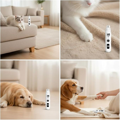 Dog Nail Grinder Quiet, Dog Nail Clipper with 3 Speeds & LCD Screen, Low Noise Safe Pet Nail Trimmers for Small Medium Large Dogs & Cats by Professional Grooming Tools.