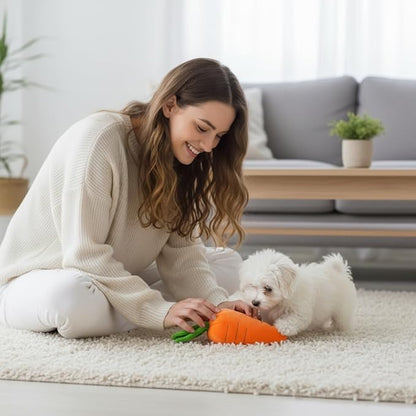 Crinkle Dog Toy for Small, Medium, and Large Breeds, Cute Carrot with Soft Squeaker, Carrot Shape Pet Plush Toy with Sound, Bite-Resistant Soft Comfortable Dog Toys