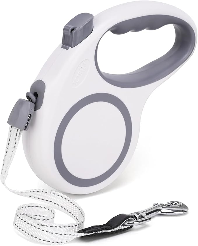 Retractable Dog Leash, 30 FT/ 20 FT Dog Walking Leash for Small Medium Large Dogs up to 77 lbs/ 44 lbs, Heavy Duty No Tangle (White, 20 FT (0-44 lbs))