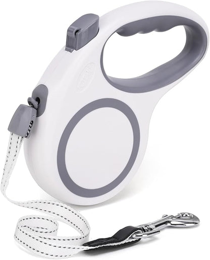 Retractable Dog Leash, 30 FT/ 20 FT Dog Walking Leash for Small Medium Large Dogs up to 77 lbs/ 44 lbs, Heavy Duty No Tangle (White, 20 FT (0-44 lbs))