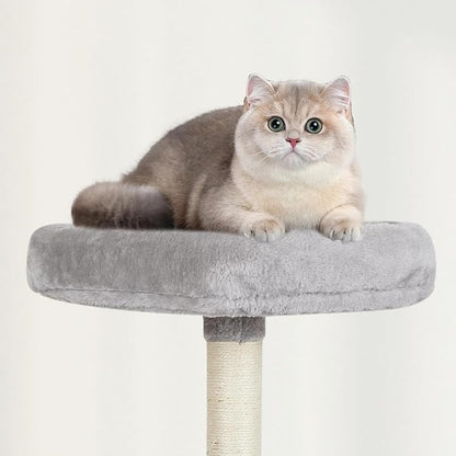 MIAO PAW Grey Cute Cat Tree for Indoor Cat Tower with Scratching Post Modern Activity House Hammock Hanging Ball Condo with Board