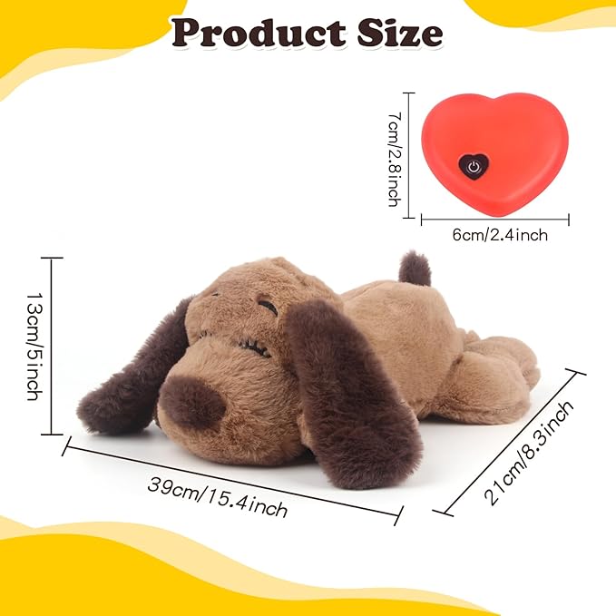 BEVERLYSHARK Heartbeat Puppy Toy Dog Anxiety Relief Calming Aid Heartbeat Stuffed Animals Pet Comfort Cuddle Sleep Aid Puppy Behavioral Training Aid Toy for Dog Cat