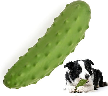Tough Squeaky Dog Toys, Durable Dog Chew Toy with Natural Rubber, Teething Toys for Medium Large Breeds, Cucumber Pickle Shape