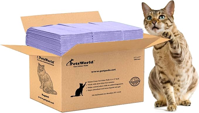 PetsWorld Universal Fit Cat Pad Refills for Litter Box, Unscented, Odor Control, Pack of 200