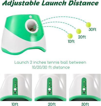 SOCO Automatic Ball Launcher for Dogs, USB Rechargeable with 3 Distances (10/20/30 ft), Safety LED Indicator, Include 15 Tennis Balls, Indoor/Outdoor Fetch Toy for Small/Medium Dogs