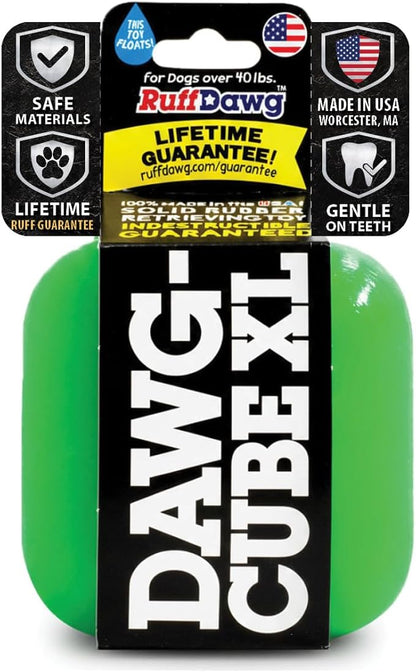Ruff Dawg Cube XL 3.5 Indestructible Dog Toy – Heavy-Duty Rubber Fetch & Chew Toy for Aggressive Chewers – Erratic Bounce, Floats, BPA & Latex Free – Made in USA