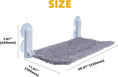 YUNIQUE Cat Window Perch, Upturned Edge Bracket, Portable Wall Hammock for Indoor Cat, Grey