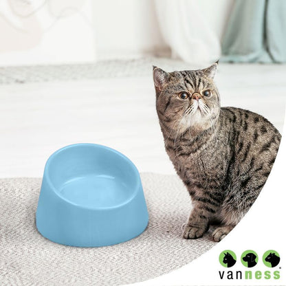 Van Ness Pets EcoWare Raised, No Tip, High Back Whisker-Friendly Cat Bowl, 8 OZ, Gray, ECW250, Blue - Image 5