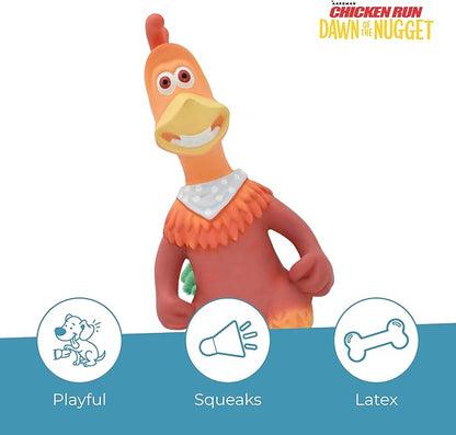 Multipet Chicken Run Rocky Latex Dog Toy - Durable Squeaky Toy for All Dogs - Easy-to-Clean Latex Squeaky Toys - for Cuddling, Chewing & Playing (10")