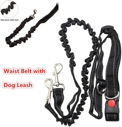 39.30Inch Bungee Dog Leash Waist,Hands Free Dog Leash Slip for Walking Hiking Running (Lumbar Waist Belt 26"-43")