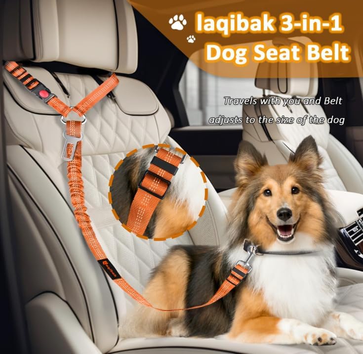 Laqibak Removable Dog Seat Belt Harness for Car, 3 in 1 Pet Seatbelt Leash - Image 2