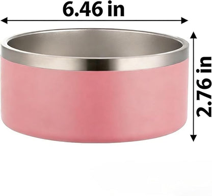 Pink Stainless Steel Dog Bowl 32oz(960ml) Pet Food & Water Bowl, 6.46x2.76 Inches Durable Feeding Bowl for Small to Medium Dogs & Cats