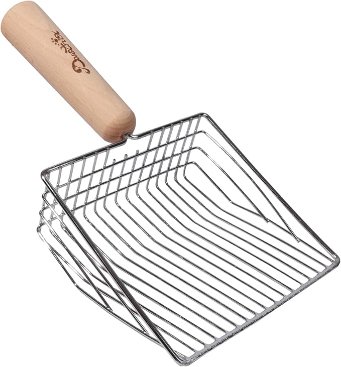 Cat Litter Scoop Metal Litter Scooper with Holder Cat Litter Scooper Kitty Litter Scoop Cat Poop Scooper Poop Scooper for Cat Litter Litter Box Scooper Metal