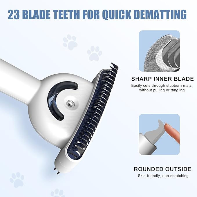 Double-Sided Pet Deshedding Dematting Comb & Steam Brush with 2 Spray Levels, Extra-Wide Detangling Undercoat Rake for Long-Hair Dogs & Cats Matted Fur, Knots, Rechargeable Grooming & Massage Tool