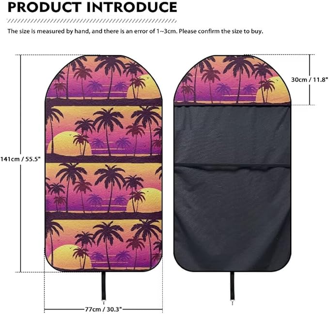 Coldinair Palm Tree Sunset Towel Seat Covers for Cars,SUVs,Trucks,Waterproof Sweating Car Front Seats Protector Cover for Workout,Gym,Beach,Universal Auto Interior Accessories for Women Men