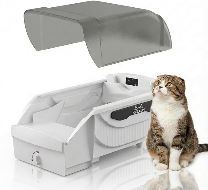 Automatic Litter Box, Open-Top Self Cleaning Litter Box for Multiple Cats, Large Space with Low Entry, Dual Safety Sensors, Quiet Operation, Compatible with Clumping Litter, Odor Control