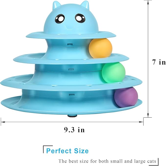 UPSKY Cat Toy Roller 3-Level Turntable Cat Toys Balls with Six Colorful Balls Interactive Kitten Fun Mental Physical Exercise Puzzle Kitten Toys.