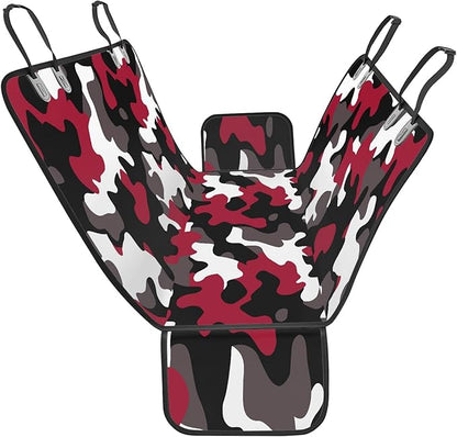 AFPANQZ Dog Car Seat Cover Camouflage Red Waterproof Pet Seat Cover for Back Seat Scratch Proof Nonslip Backing Hammock Heavy Duty Big Dog Seat Cover for Cars Back Seats Trucks and Suvs XL