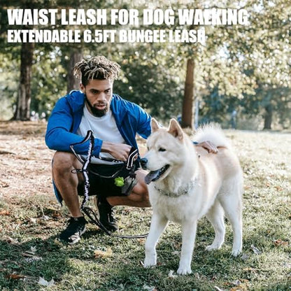 Double Dog Leash No Pull Bungee Hands Free Black Large Dogs - Image 6