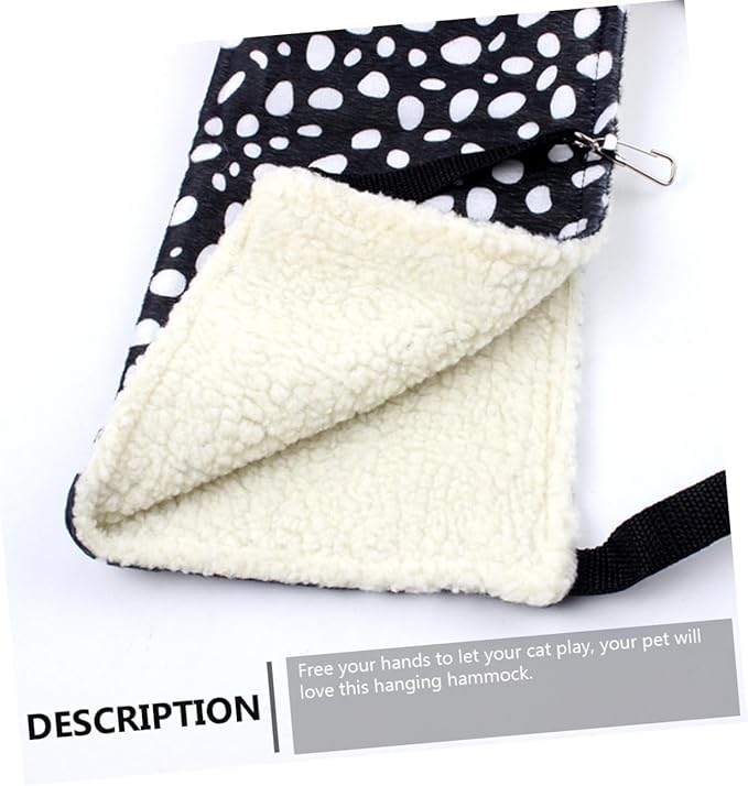 Double-Sided Breathable Cat Hammock Bed Small 27x27cm Reversible Hanging Cat Sleeping Mat for Indoor Pet with Black and White Polka Pattern