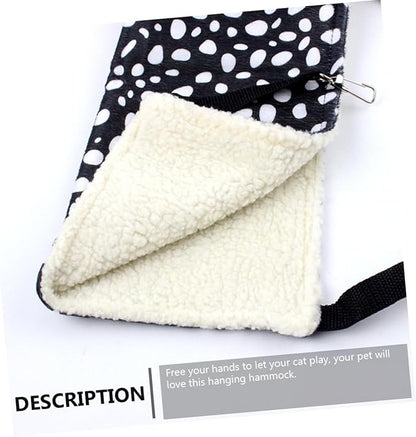 Double-Sided Breathable Cat Hammock Bed Small 27x27cm Reversible Hanging Cat Sleeping Mat for Indoor Pet with Black and White Polka Pattern